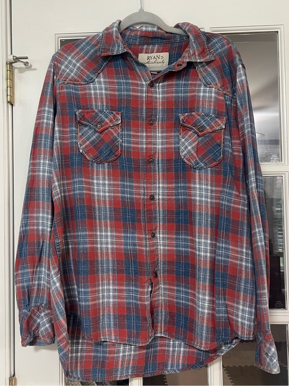 Ryan Michael Red & Blue Plaid Button Down Shirt